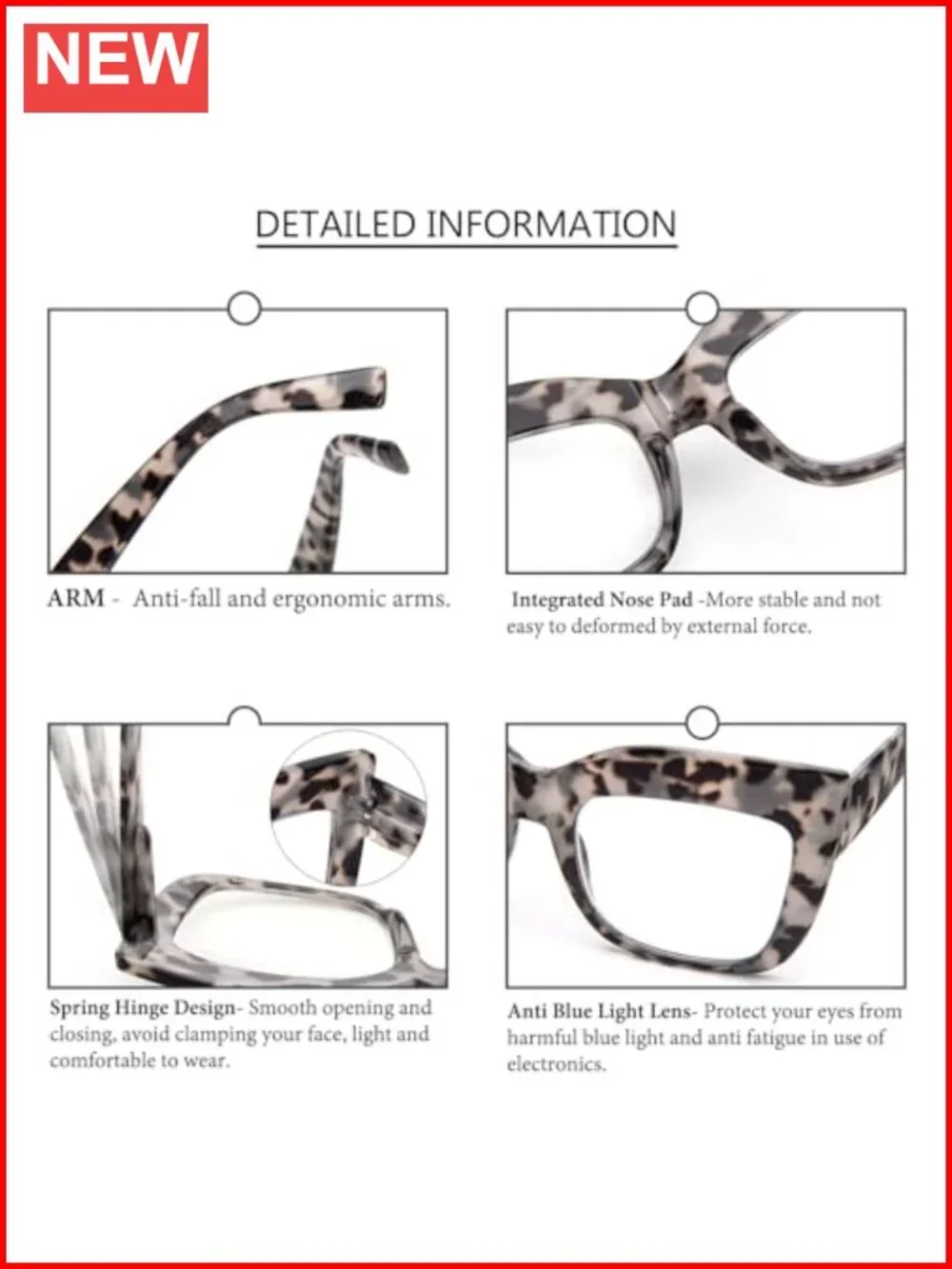 3 Pack Oversized Blue Light Blocking Reading Glasses for Women with Spring Hinge